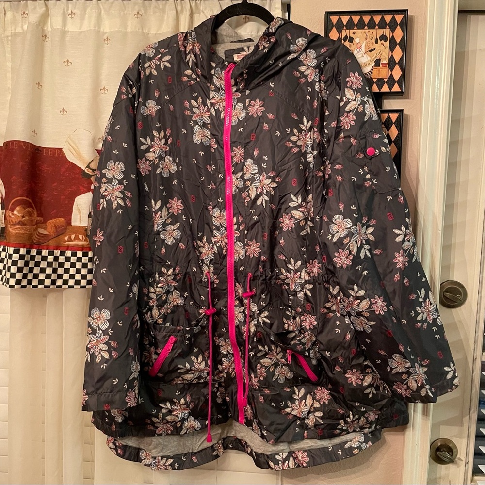 Missimo Pink/ Gray/ Floral Rain Jacket 4x 🌧
